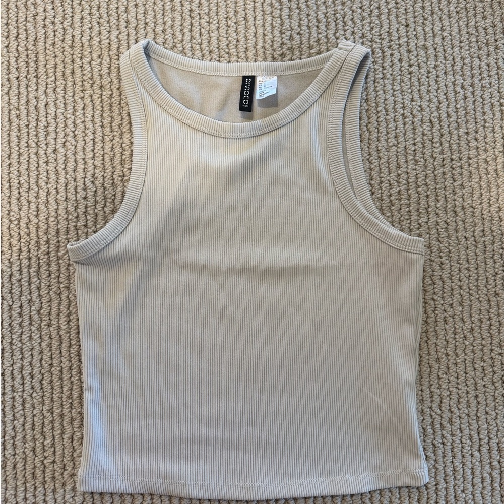 H&M Ribbed Halter Tank Top- Light Cream